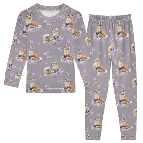 senya Fox Dream Bubble Pajamas Set Long Sleeve Soft Cotton Sleepwear 2 Piece