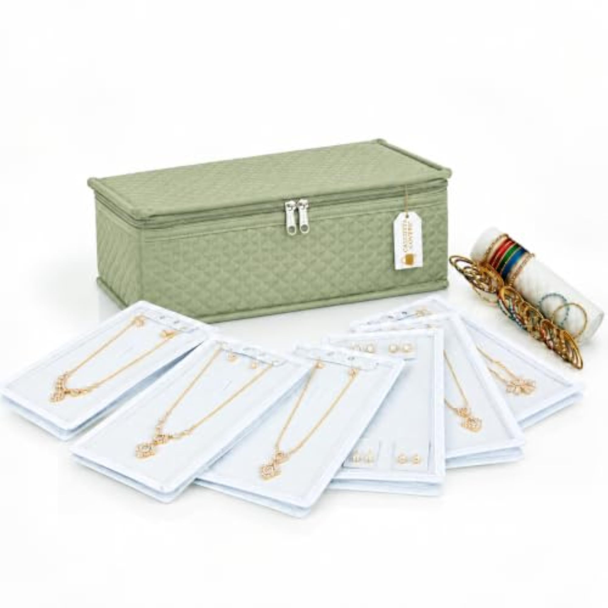 Satin Jewellery Organizer Box, Quilted Travel Kit Bag