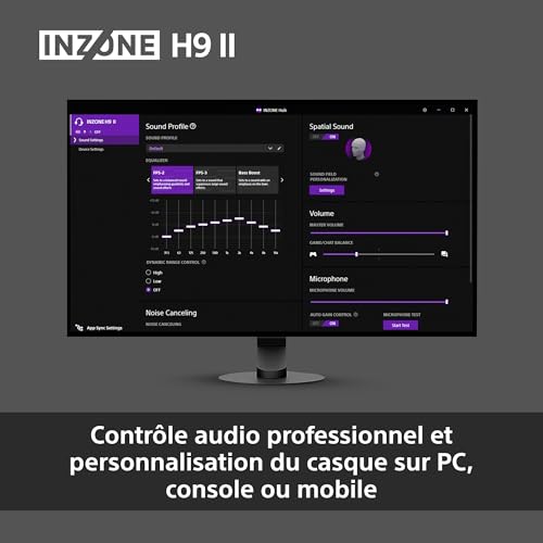 Sony INZONE H9 II Casque Gaming sans Fil à réduction de Bruit - Conçu avec Fnatic, Son Spatialisé 360, Micro Reduction de Bruit avec AI, 30h autonomie, Léger, Bluetooth/Le/2.4GHz/Jack, PC - Noir