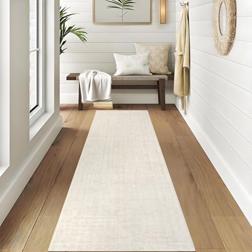 Garvee Solid Runner Rug 2x6 Washable Runners for Hallways Cream