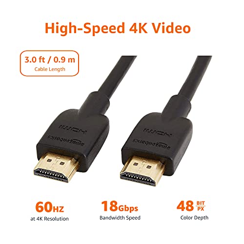 Image of AmazonBasics High-Speed HDMI Cable,3 Feet (Black,2-Pack)-Supports Ethernet,3D,4K video