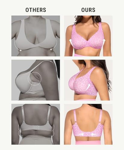 Image of FeelinGirl Women's Plunge Bras Unpadded Comfort Underwire Daily T-Shirt Bra