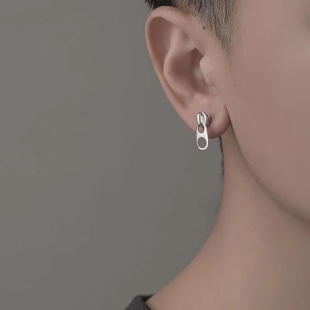 Zipper Pull Earrings for Men & Women – Minimalist Luxury Studs, Unique Silver Zipper Head Design, Hypoallergenic Copper Earrings, Edgy Unisex Jewelry, Lightweight Trendy Accessories ER102 image 2