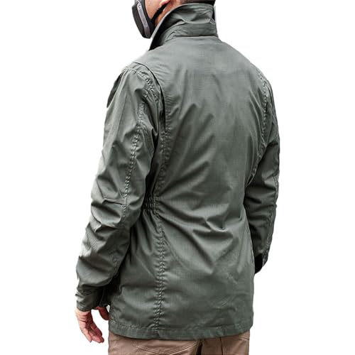 Men's Safari Jacket Button Up Outdoor Military Windbreaker with Pockets3