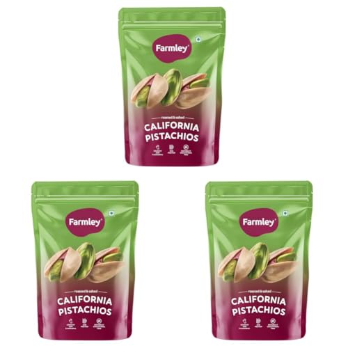 Image of Farmley Premium California Roasted & Salted Pistachios Whole Shelled Pista Dry Fruits Pack (250 g) (Pack of 3)