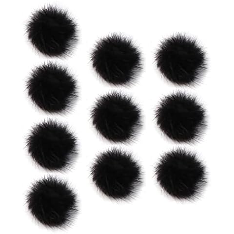 Queenbox 0.98in 10PCS Faux Fur Ball Small Pom Pom for DIY Craft Hat Bag Earring Jeweller Keychain Pendant, Black Cover
