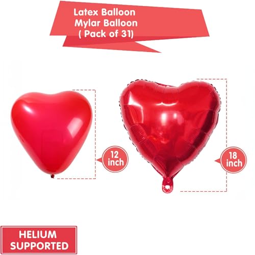 Image of Happy Anniversary Decorations,Romantic Love Wedding anniversary Balloons Set For Husband Wife Boyfriend Girlfriend Couple With Happy Anniversary Banner,Red Rose,Big Love-bear Heart Balloons
