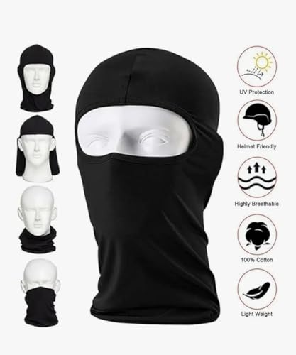 Image of Balaclava Face Mask Pack of 2 Black Stretchable Helmet Inner Cover for Men & Women Dust Proof Riding Mask for Biking, Cycling & Winter Protection