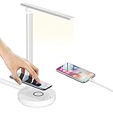 Lampara Escritorio, Ainkedin Lamparas de Mesita de Noche con Carga Inalámbrica Lampara de Mesa con 5 Niveles de Brillo y 5 Modos Lampara de Mesa Control Táctil lampara led escritorio