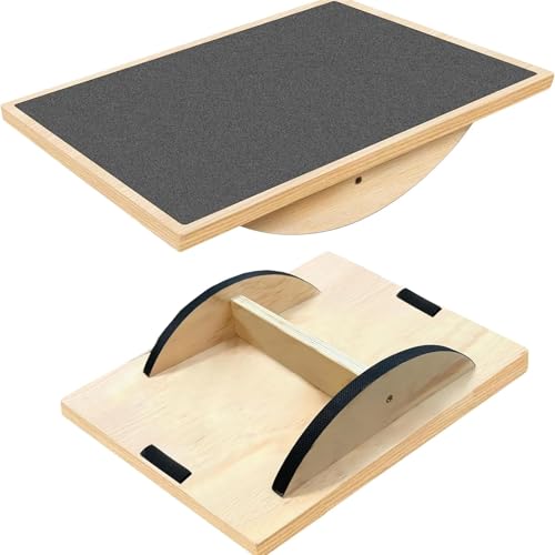 Balance Board Professionale in Legno,Bordo Dell'Equilibrio Antiscivolo Dell'Allenatore Dell'Equilibrio Adulto, Bordo Dell'Equilibrio Di Terapia Fisica, Rullo Antiscivolo, Forza Del Nucleo, Stabilità