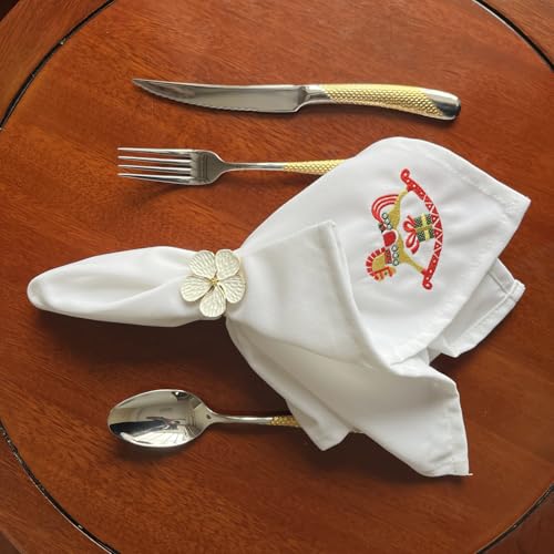 Servilletas de tela bordadas navideñas set de 4 20x20 in miniatura 6