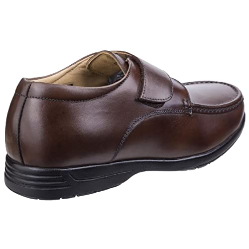 Fleet & Foster Mens Fred Dual Fit Touch Fastening Moccasin Shoes Brown