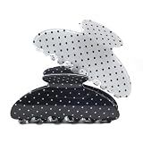 2 Acetate Hair Claw Clip for Women, 3.8-Inch Black and White Polka Dot Big Hair Clips Strong Hold No Slip Claw Clips for Thick or Thin Hair