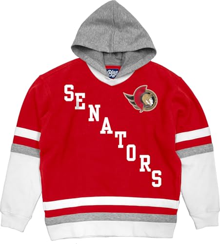 Blue 84 Ottawa Senators NHL Officially Licensed Hockey Hooded Sweatshirt Felt Embroidery, Medium Team Color