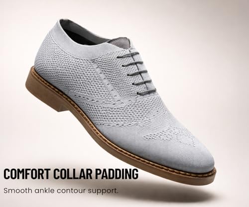 Image of Kraasa Men's Casual Sneaker Lace-Up Oxford Shoes | Breathable Knit Upper | Lightweight & Comfortable | Stylish Brown Sole | Office