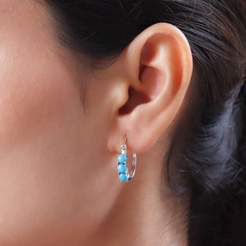 Shop LC Sleeping Beauty Turquoise 925 Sterling Silver Earrings for Women Jewelry Ct 1.48 Birthday Gifts for Women2