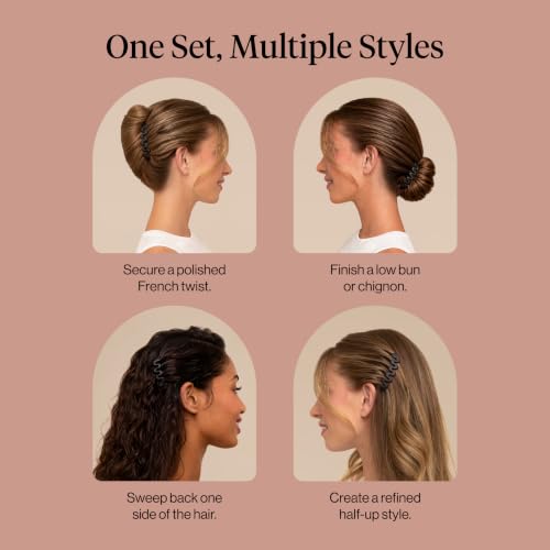 Kitsch French Hair Comb – French Side Comb, Hair Accessories for Women | Hair Combs Clips – French Comb Set for Sleek Styles – Styling Combs for Women and Updo Hair Accessories - 2 pc, Black - image 6