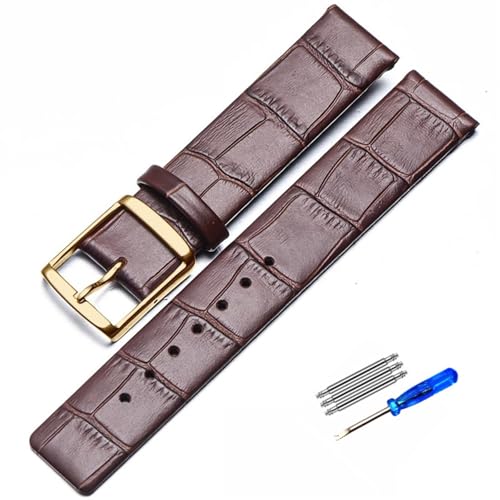 Bracelet de montre cuir véritable 20mm marron doré compatible CK K2G211 K2G231