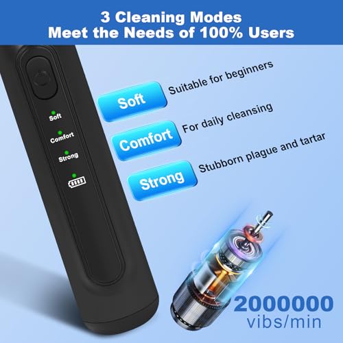 Image of Dog Plaque and Tartar Remover,Dogs Teeth Cleaning Kit with Led Light | 3 Modes Dog Tooth Plaque Remover,Canident-Sonic Tooth Cleaner for Dogs and Cats,Low Noise Ultrasonic Pet Teeth Cleaner,Black