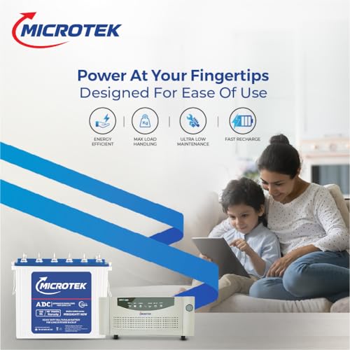 Image of Microtek Super Power UPS 900 12V Pure Sine Wave 800VA Inverter Combo | M1502424JT 150Ah Battery, For Home, Office & Shops, 3 Years Warranty (Inverter), 4 Years Warranty (Battery)