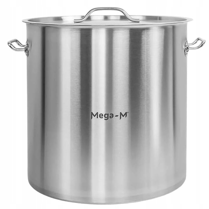 Mega-M Pentola GRANDE a induzione in acciaio inox con coperchio standard (71L)