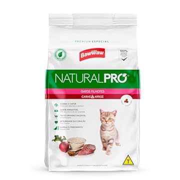 Ração Baw Waw Natural Pro para gatos filhotes sabor Carne e Arroz - 1kg