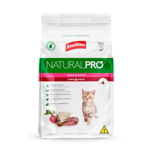Ração Baw Waw Natural Pro para gatos filhotes sabor Carne e Arroz - 1kg