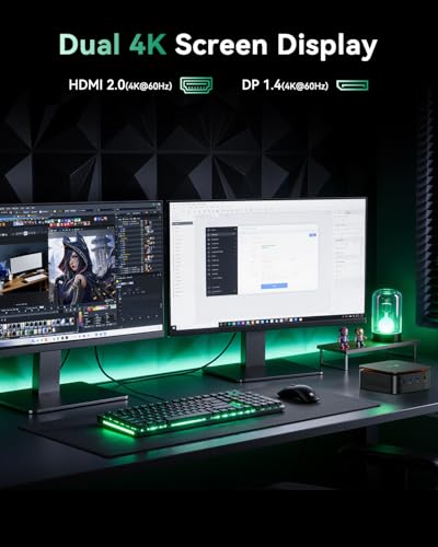 NiPoGi Essenx E1 Mini PC AMD Ryzen 3250U W-11 Pro(2C/4T, bis zu 3,5 GHz) 8GB DDR4 RAM+256GB SSD, 4K@60Hz Dual Display HDMI 2.0+DP 1.4/Wi-Fi 5/BT 4.2/LAN, Desktop-PC für Büro/Bildung