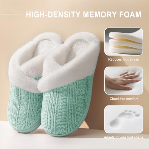 Image of Slippers for Women Fuzzy House Slip on Indoor Outdoor Bedroom Home Shoes
