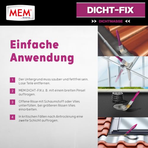 MEM Dicht-Fix Grau – 375 ml – Dichtmasse für Dach- & Flachdachreparaturen – Ansicht 6