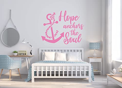 Hope Customized Vinyl Wall Decal - Customized Nautical Inspirational Quote - Hope Anchors The Soul With Anchor Silhouette - Home Decoration For Family Room, Nursery, Bedroom, Or Beach House - Removable Sticker #TOP5