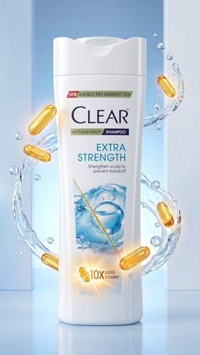 Image of Clear Anti-Dandruff Shampoo Extra Strength with 10X Super Vitamins, Scalp Strengthening Formula to Prevent Dandruff, Deep Clean & Fresh Hair for Men & Women, 300 ml