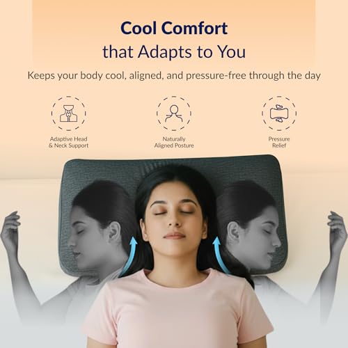 Image of SleepyHug ReliefPLUS Pillow | Cooling Memory Foam for Deep Relief | Orthopedic Neck & Shoulder Support | 55x35x13 cm | Light Grey (Pack of 2)