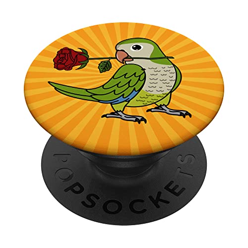 Best Parrot Mom I Green Monk Parakeet Quaker PopSockets Swappable PopGrip, Black