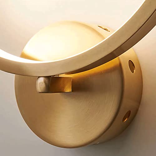 Lámpara de pared anular de cobre para decoración de salones y dormitorios 7
