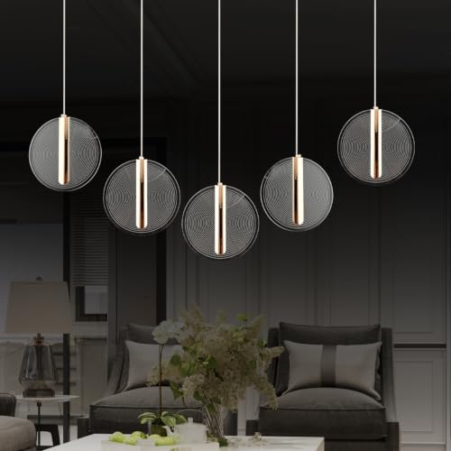 Dustin 5'li Sıralı 3 Renk 75 W Gold Kristal Ledli Modern Oturma Odası Salon Sarkıt Avize