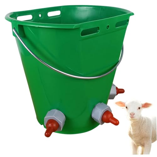 Mangeoire pour chèvres et moutons de 8L avec 3 tétines vertes pour seau à lait