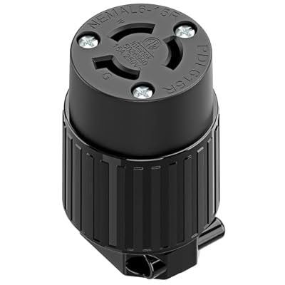 NEMA L6-15R Locking Plug, (ETL Listed) Cord End Connector, Twist Lock L6-15 15Amp 250Volt Female AC Connector, Industrial Grade 15A 250V Replacement Socket PDL615R Black