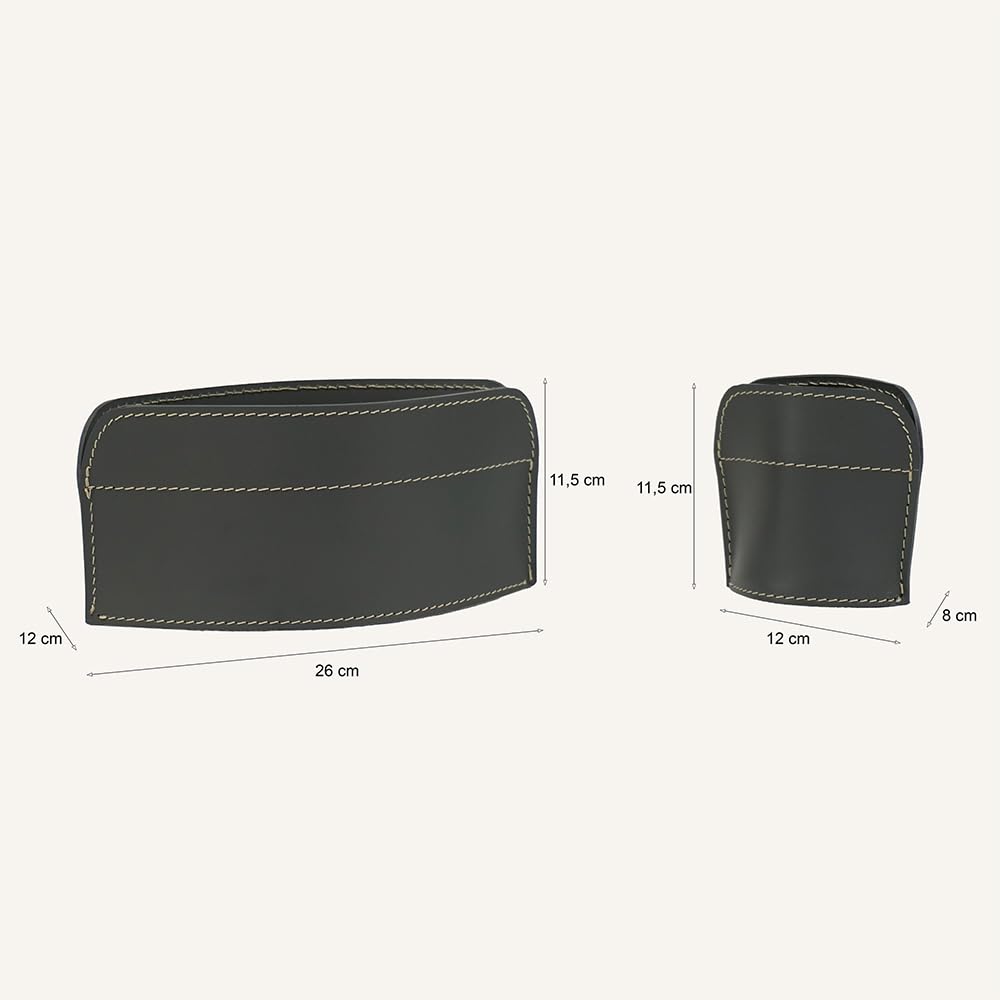 LIMAC Design DOBRA, Set 2 pezzi da scrivania in cuoio, composto da portapenne e portaoggetti, prodotto Design®. (Antracite)