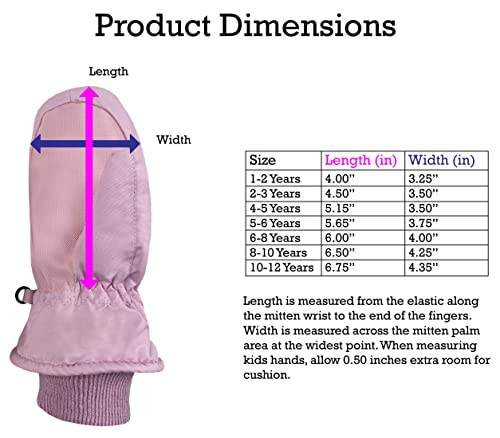 N'ice Caps Kids Toddler Girls Waterproof Mittens - Thinsulate Wrap Snow Gloves Baby (Pink, 1-2 Years) #TOP5