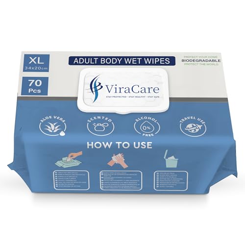 70 x Wet Wipes for Adults Scented | Intimate Wipes with Aloe Vera | Biodegradable | Body Wipe for Adults No Shower | Shower Wipe | Extra Large | Size 34 x 20 cm | (1 Pack of 70)