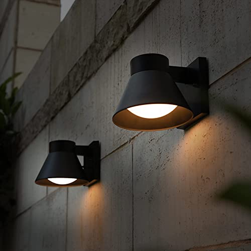 Ume 2 Pack Led Outdoor Wall Light Fixtures, Black Front Porch Lights Wall Mount Lighting, Exterior Waterproof Wall Lantern Light Fixture Anti-Rust Farmhouse Barn Wall Sconce For Patio, Doorway, Garage #TOP5