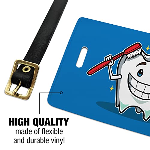 Happy Tooth Toothbrush Dentist Luggage ID Tags Carry-On Cards - Set of 22