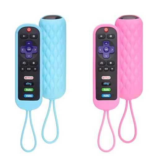 Pacote com 2 capas para controle remoto Roku, capa protetora de silicone para Roku TV TCL Roku 2/3/4/Express/Premiere/Voice/Streaming Stick/Ultra RC280 capa antiderrapante (azul não brilha + rosa não