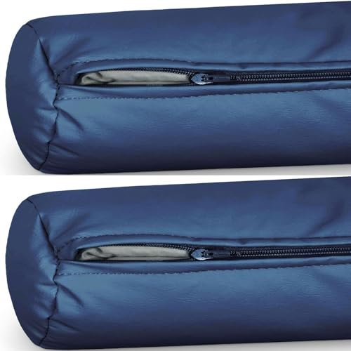 2PCS Outdoor Neck Roll Pillow Cover Waterproof Case Only - Cervical Pillow Covers with Zipper Cylinder Soft Bolster Pillow Cases