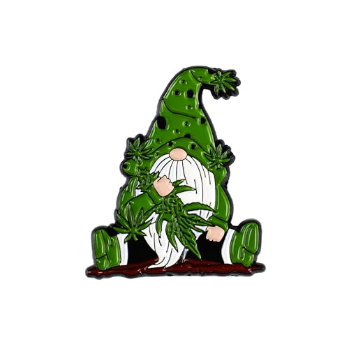 Stoner Gnome Enamel Pin, Marijuana Leaf Pin Brooch, 420 Friendly Gift For Weed Lover...