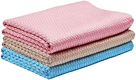 Qiseven Nanoscale Cleaning Cloth, Fish Scale Microfibre Cloths, Reusable Lint Free Super Absorbent Polishing Cloth Cleaning Cloth for Home, Kitchen (30x40 cm, 3 Pcs)