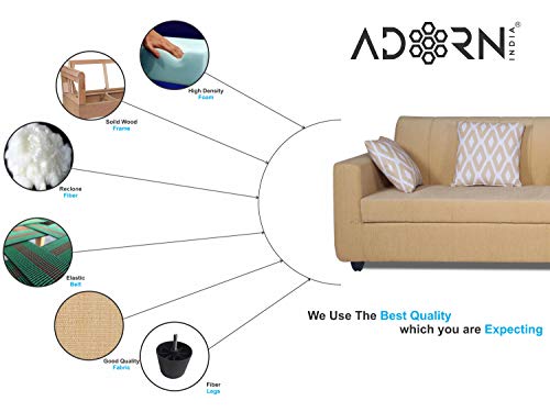 Image of Adorn India Rio Highback L Shape 6 Seater Sofa Set (Right Hand Side) (Beige) (3 Year Warranty)