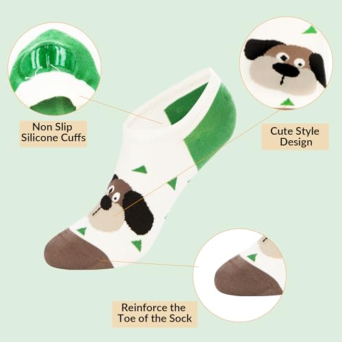 Image of Violet Mist Women No Show Socks Animal Patterned Low Cut Liner Socks Girls | Non Slip Invisible Socks, Novelty Funny Pattern Footies Flat Boat Socks Casual, Summer