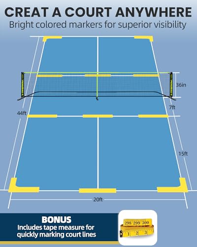 Bltend Pickleball Set - 22FT Regulation Size Portable Net, 4 Pickle Balls, Court Marker, Carry Bag and Tape Measure - Indoor Outdoor Driveway Gifts - Image 5